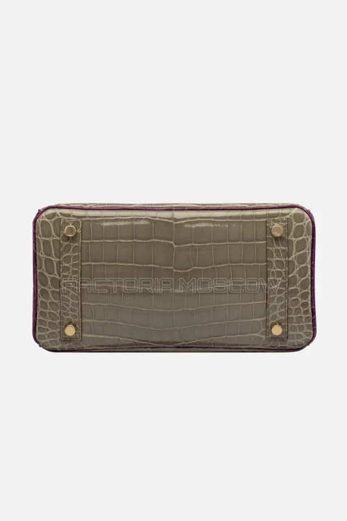 Hermes Birkin 25 Shiny Gris Tourterelle/Ultra Violet Niloticus Crocodile GHW