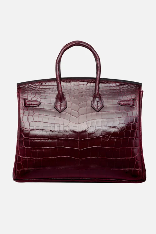 Hermes HSS Birkin 25 Shiny Bordeaux/Bleu Marine Niloticus Crocodile PHW
