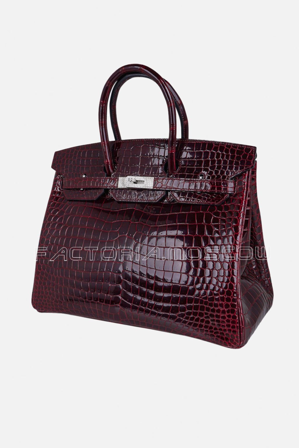 Hermes Birkin 35 Porosus Crocodile Bag Colour Bordeaux Hardware Diamond White Gold