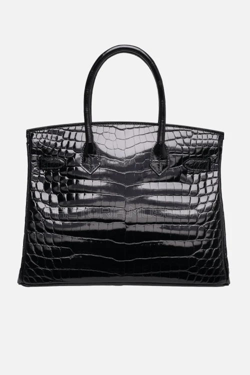 Hermes Birkin 30 Shiny Black Niloticus Crocodile GHW