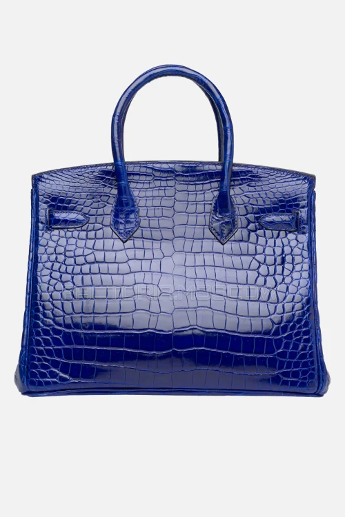 Hermes Birkin 30 Shiny Bleu Saphir Porosus Crocodile PHW