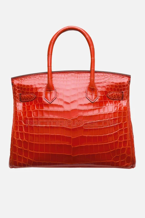 Hermes Birkin 30 Shiny Geranium Niloticus Crocodile PHW