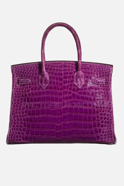 Hermes Birkin 30 Shiny Violet Porosus Crocodile PHW