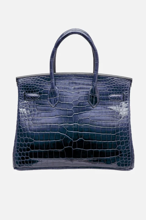 Hermes Birkin 30 Shiny Bleu Adysse Porosus Crocodile PHW