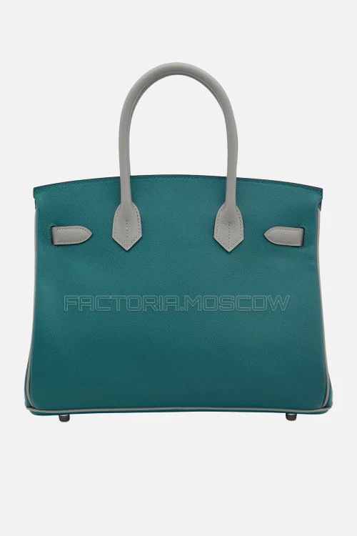 Hermes Birkin 30 Malachite/Gris Mouette Epsom PHW