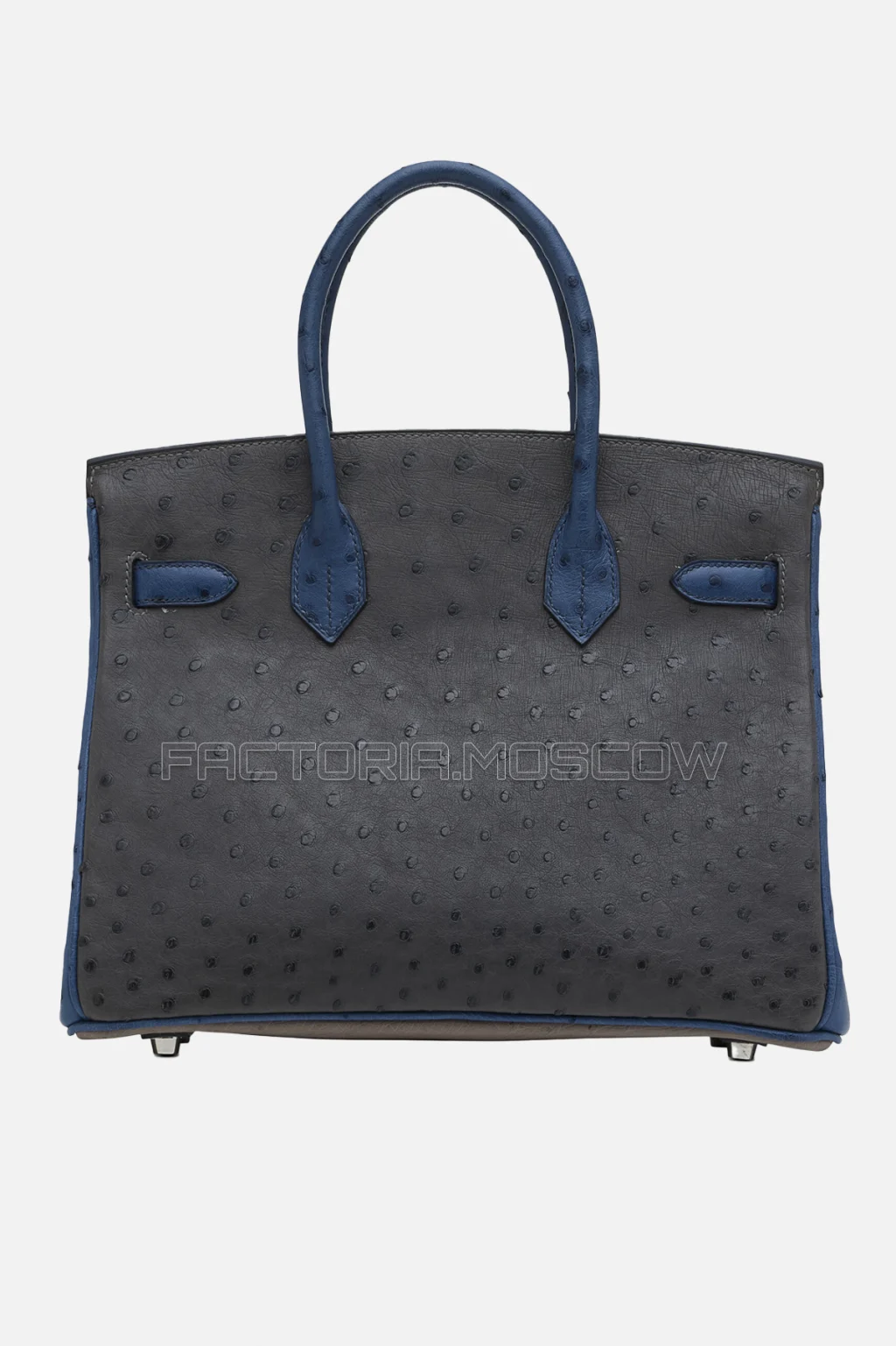 Hermes Birkin 30 Gris Tourterelle/Bleu Roi/Étain Tricolor Ostrich PHW