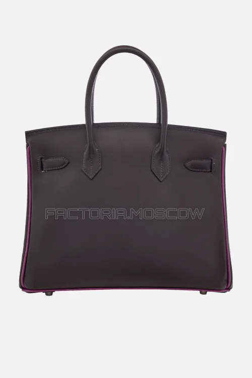 Hermes Birkin 30 Ébene Calf Box/Cyclamen PHW