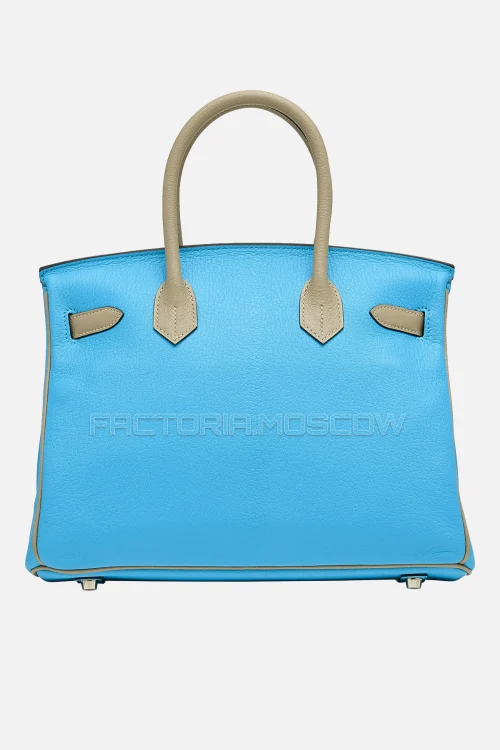 Hermes Birkin 30 Blue Aztec/Gris Perle Chevre PHW