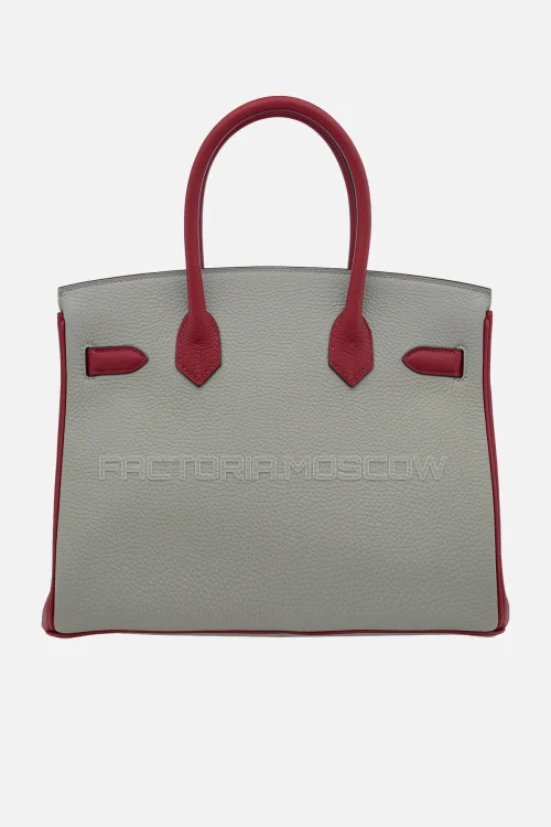 Hermes Birkin 30 Rouge Grenat/Gris Mouette Togo GHW