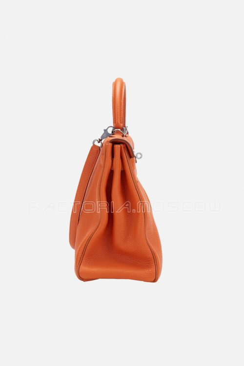 Hermès Kelly Retourne 32 Togo Colour Orange H And Gold Ruthenium Hardware