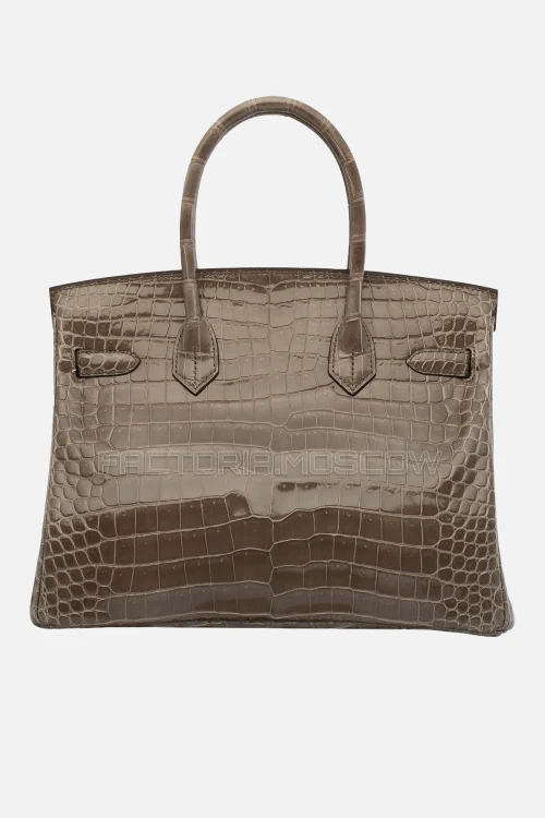Hermes Birkin 30 Shiny Gris Tourterelle Porosus Crocodile GHW