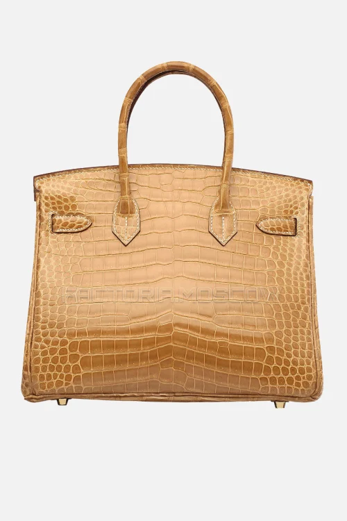 Hermes Birkin 30 Shiny Porosus Crocodile Ficelle GHW