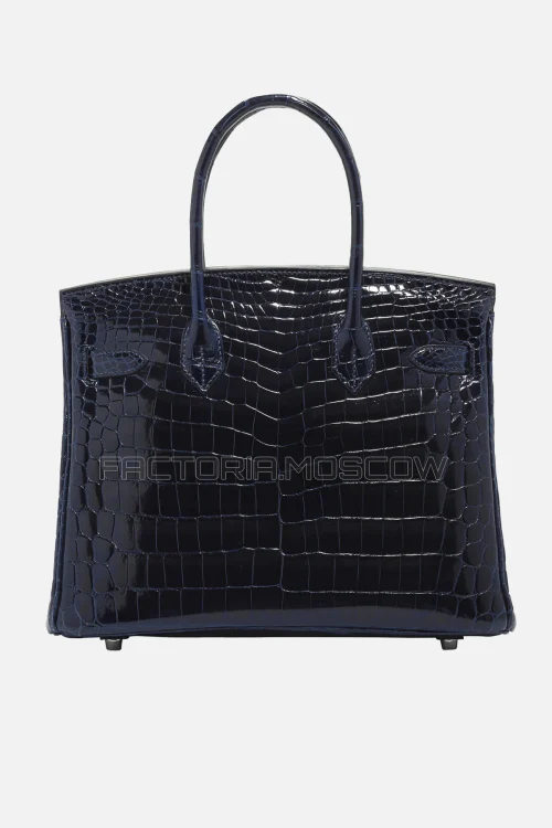 Hermes Birkin 30 Shiny Bleu Marine Niloticus Crocodile PHW