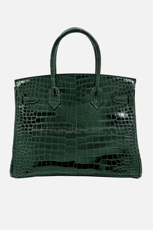 Hermes Birkin 30 Shiny Vert Fonce Porosus Crocodile PHW