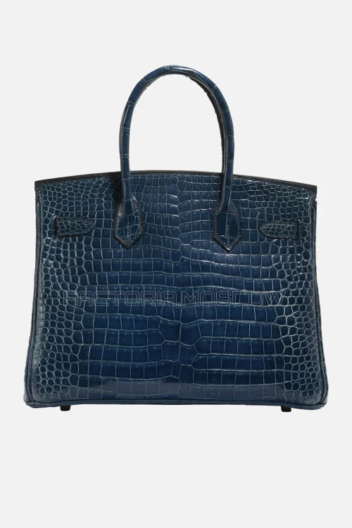 Hermes Birkin 30 Shiny Bleu Roi Porosus Crocodile GHW