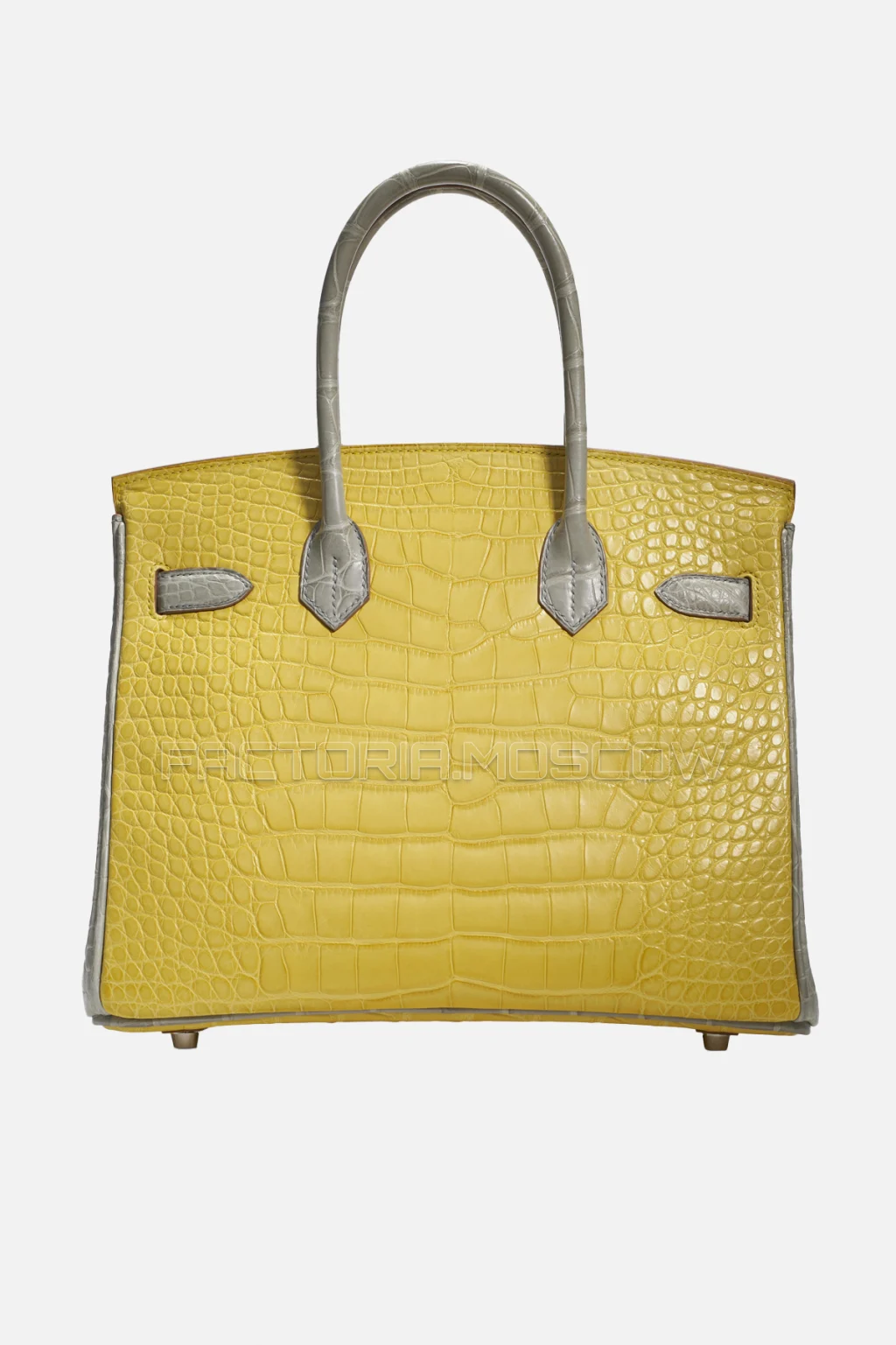 Hermes Birkin 30 Matte Mimosa/Gris Perle Alligator Brushed Palladium Hardware