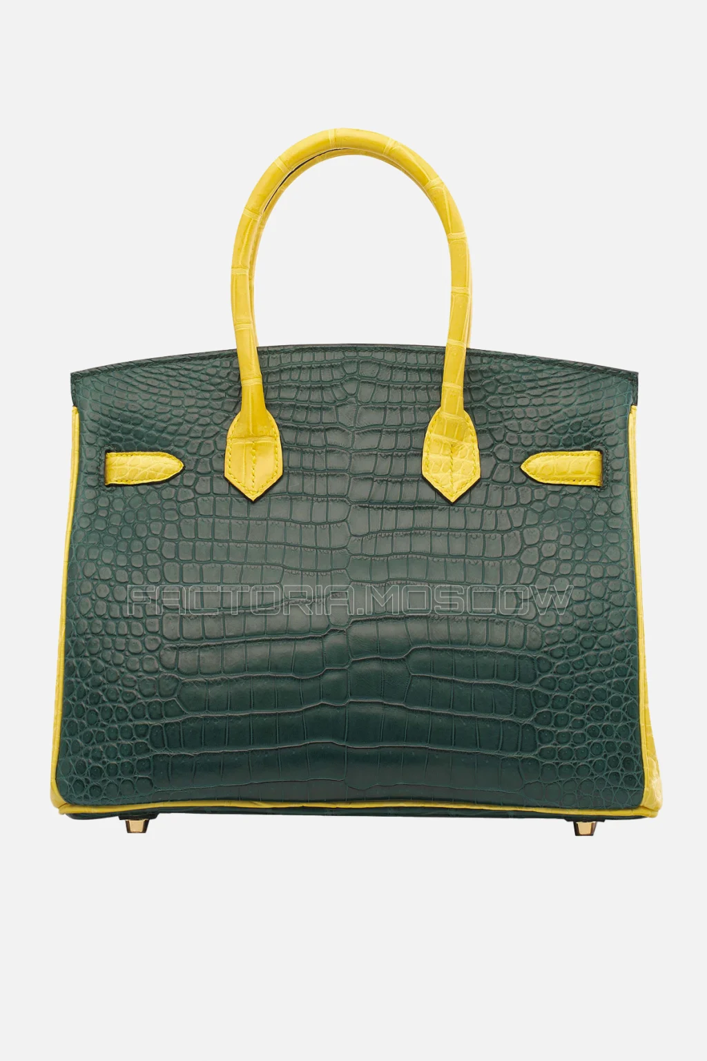 Hermes Birkin 30 Matte Porosus Vert Titien/Mimosa With Brushed Gold Hardware