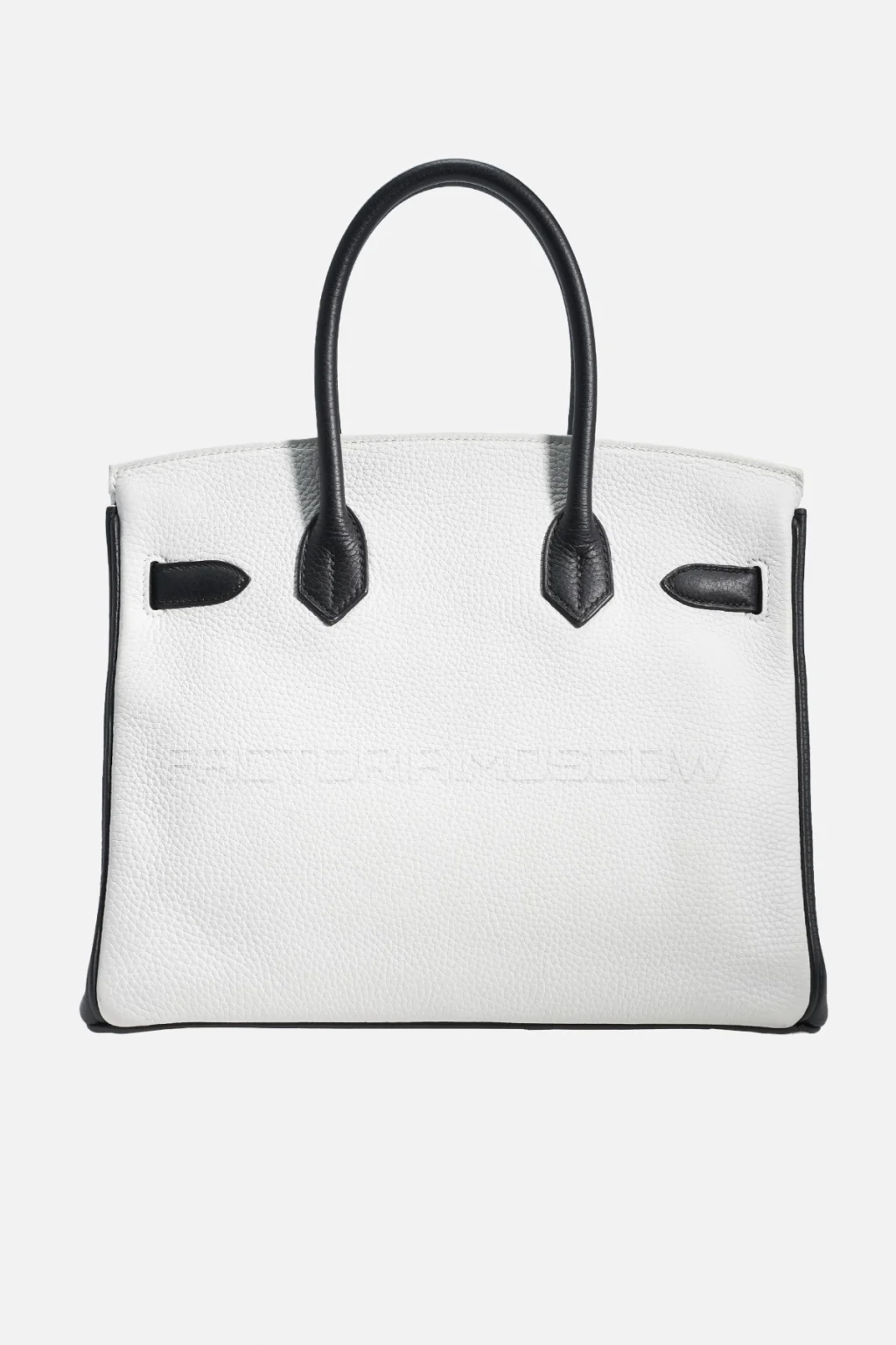 Hermes Birkin 30 Clemence White/Black With Brushed Gold Hardware