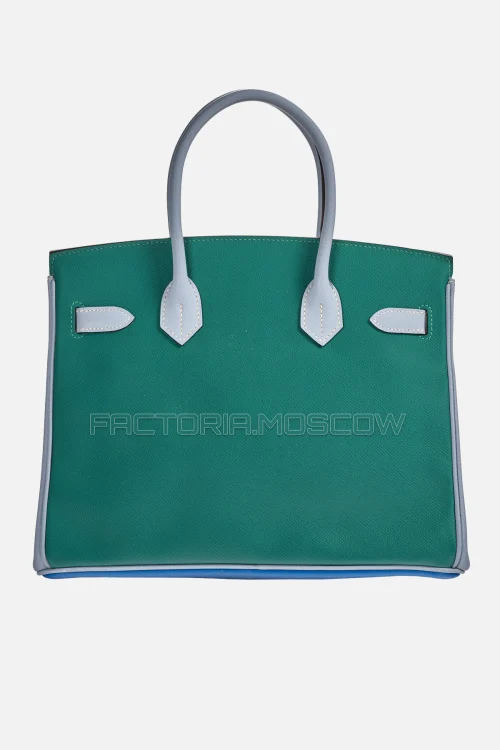 Hermes Birkin 30 Bleu Izmir/Malachite/Bleu Lin Epsom With Brushed GHW