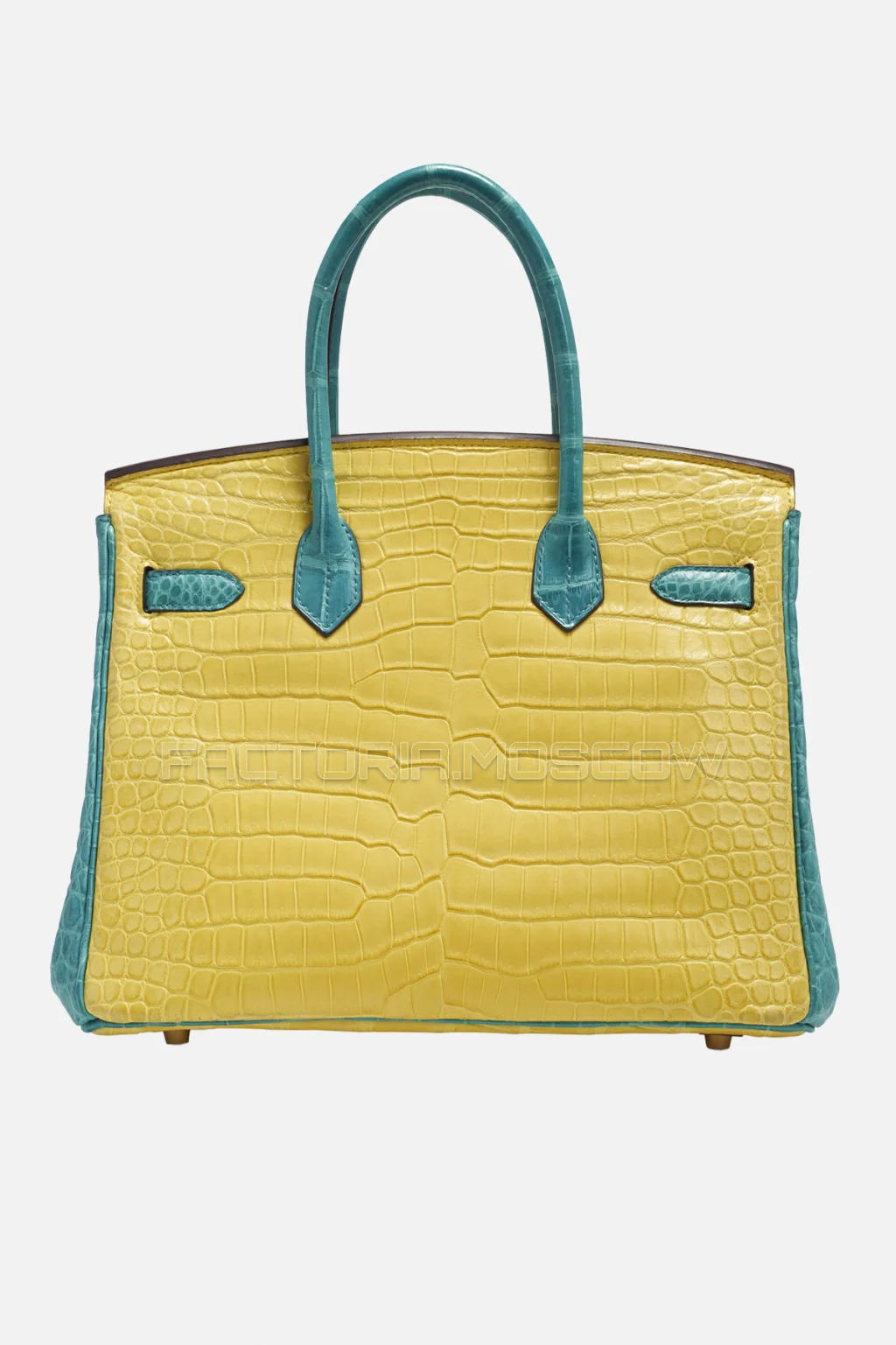Hermes Birkin 30 Matte Mimosa/Bleu Paon Porosus Crocodile With Brushed GHW