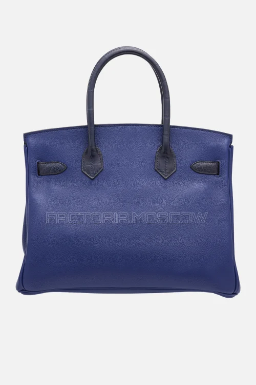 Hermes Birkin Touch 30 Matte Bleu Marine Alligator/Bleu Saphir Novillo Rose Gold