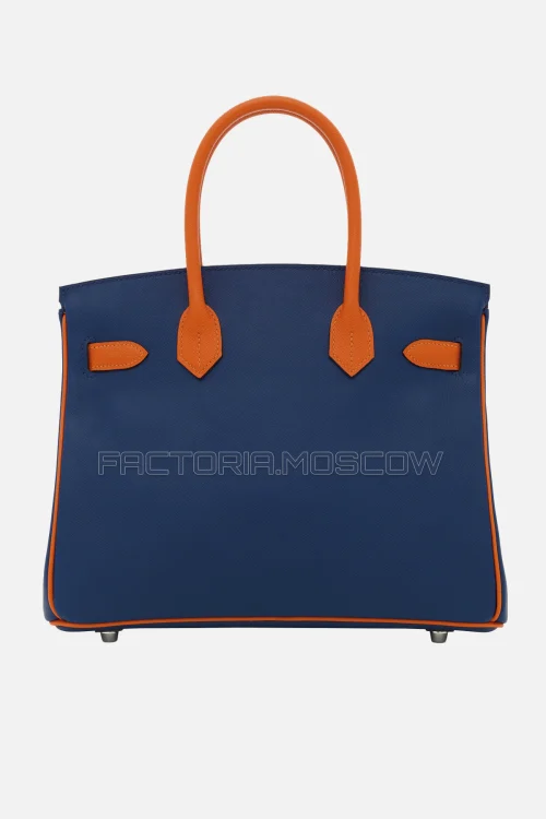 Hermes Birkin 30 Bleu Saphir/Feu Epsom With Brushed Palladium