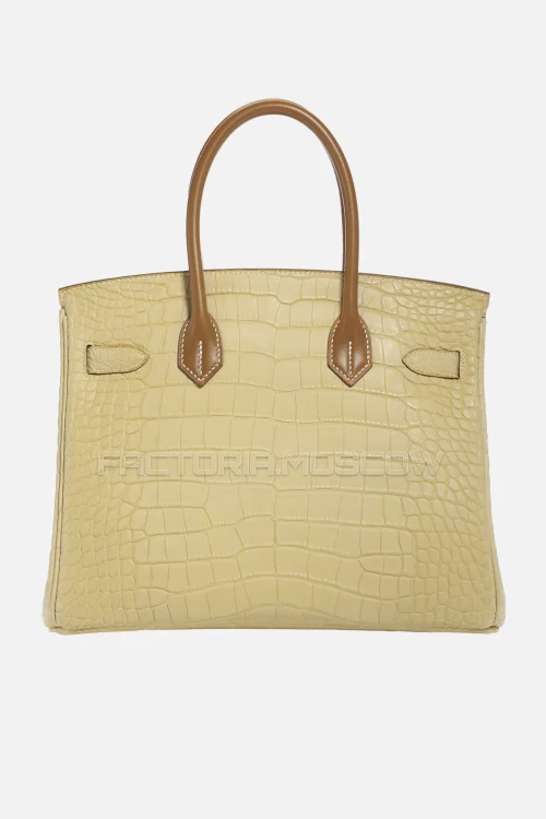 Hermes Birkin Touch 30 Matte Vanille Alligator/Fauve Barenia PHW