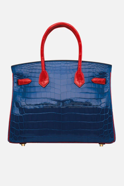 Hermes Birkin 30 Shiny Bleu Électrique/Geranium Niloticus Crocodile GHW