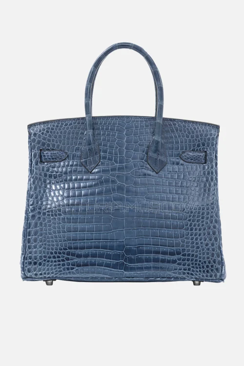 Hermes Birkin 30 Shiny Bleu Roi Porosus Crocodile Diamond With 18K White Gold/Diamond Hardware