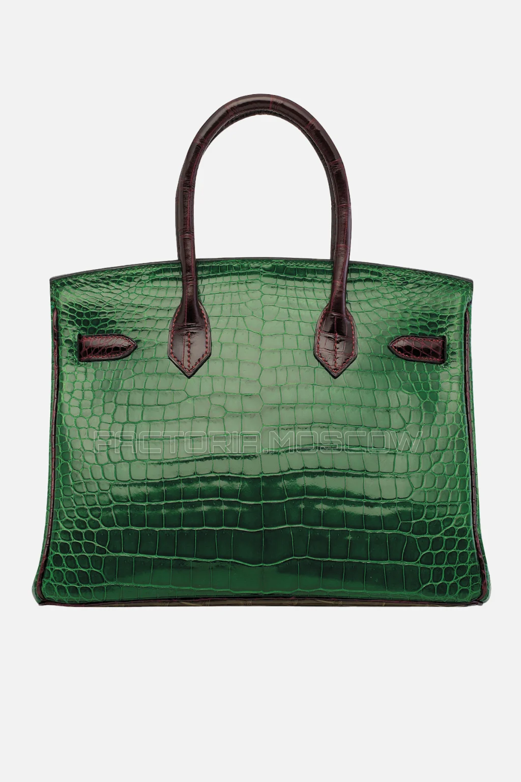 Hermes Birkin 30 Shiny Vert Veronese, Vert Emeraude, Bordeaux Porosus Crocodile PHW