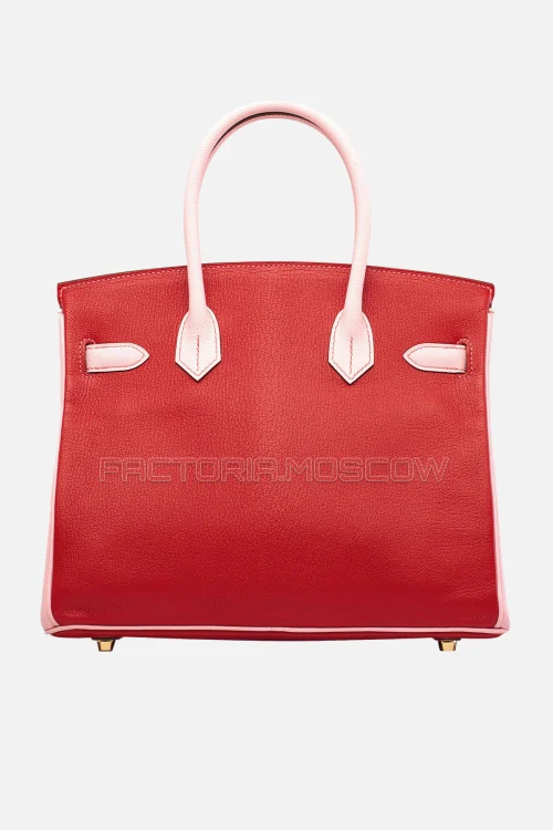 Hermes Birkin 30 Rouge Casaque/Rose Sakura Chevre With Brushed GHW