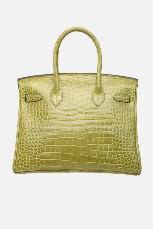 Hermes Birkin 30 Shiny Vert Anis Porosus Crocodile PHW
