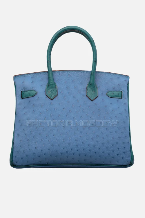 Hermes Birkin 30 Mykonos/Turquoise Ostrich Bi-Color PHW
