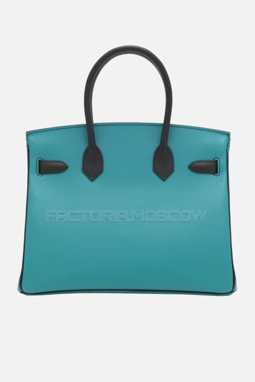 Hermes Birkin 30 Bleu Paon/Black Epsom With Brushed Palladium