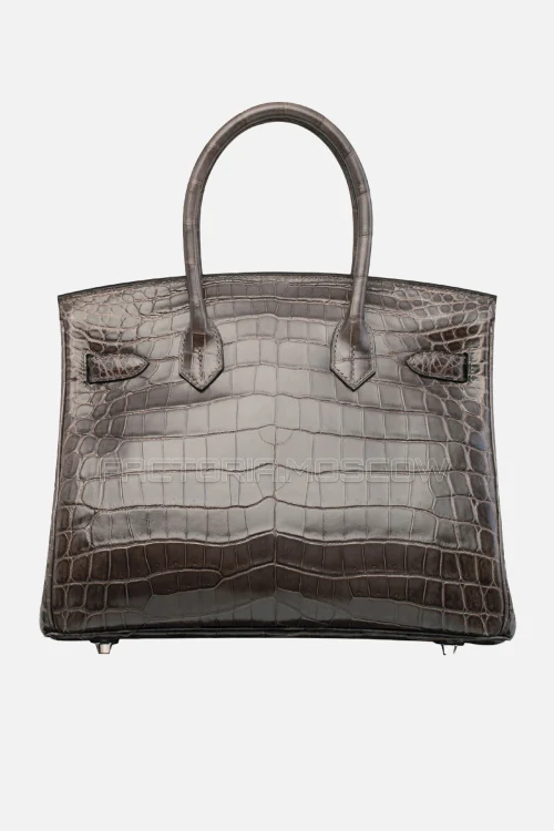 Hermes Birkin 30 Shiny Gris Fonce/Rose Scheherazade Niloticus Crocodile PHW