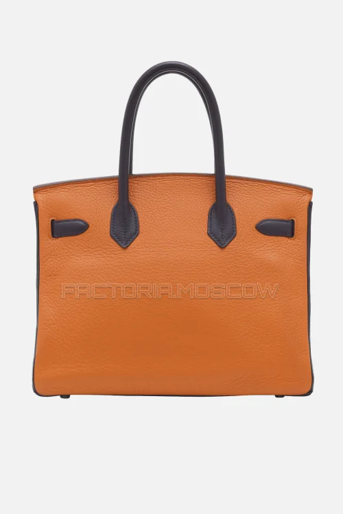 Hermes Birkin 30 Raisin, Orange H, Marron Fonce Clemence PHW