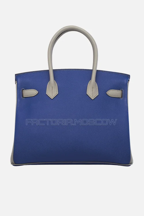 Hermes Birkin 30 Bleu Électrique/Gris Mouette Epsom With Brushed GHW