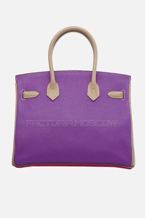 Hermes Birkin 30 Rose Shockiing, Violet, Gris Tourterelle Chevre PHW