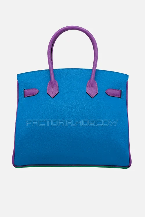 Hermes Birkin 30 Menthe, Bleu Électrique, Violet Chevre Brushed PHW