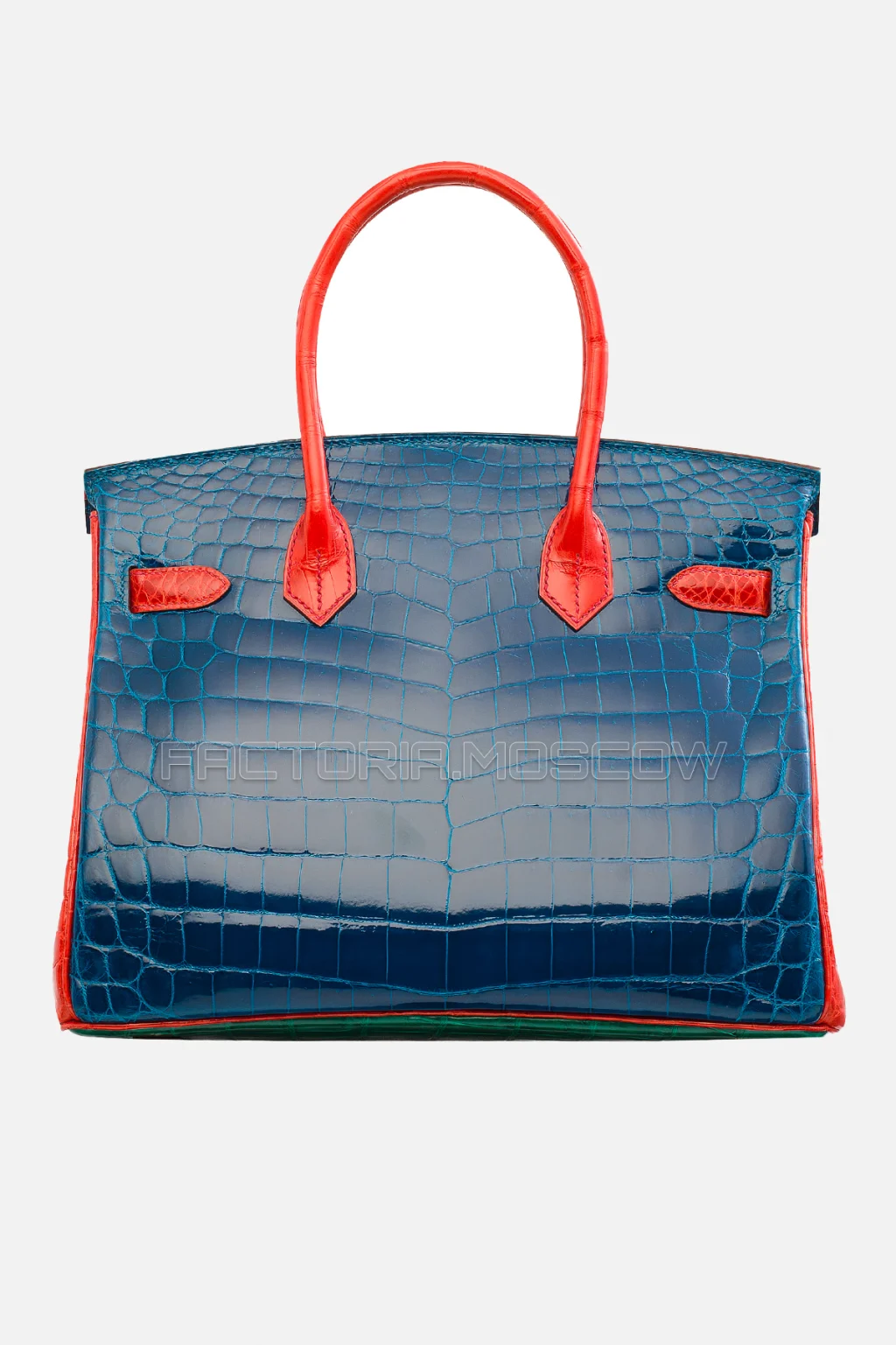 Hermes Birkin 30 Shiny Vert Emeraude, Bleu Izmir, Geranium Niloticus Crocodile GHW