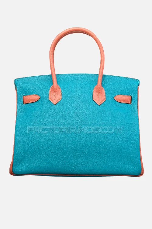 Hermes Birkin 30 Turquise/Crevette Chevre With Brushed GHW