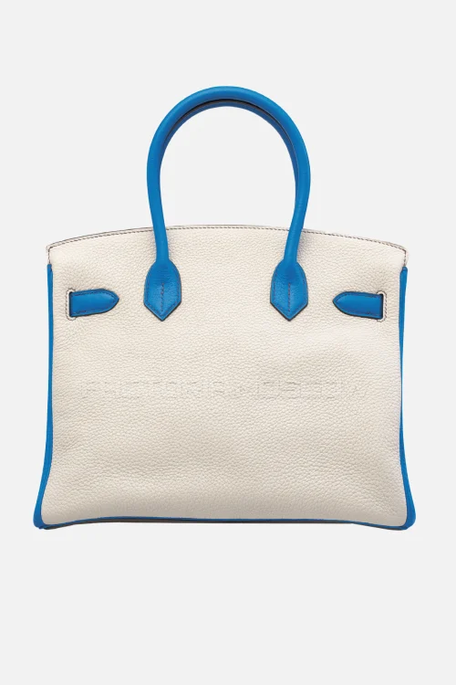 Hermes Birkin 30 Graphite, Gris Perle, Bleu Électrique Clemence With Brushed PHW