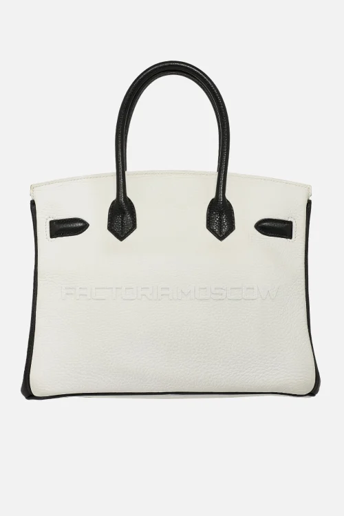 Hermes Birkin 30 Clemence Blanc/Noir PHW