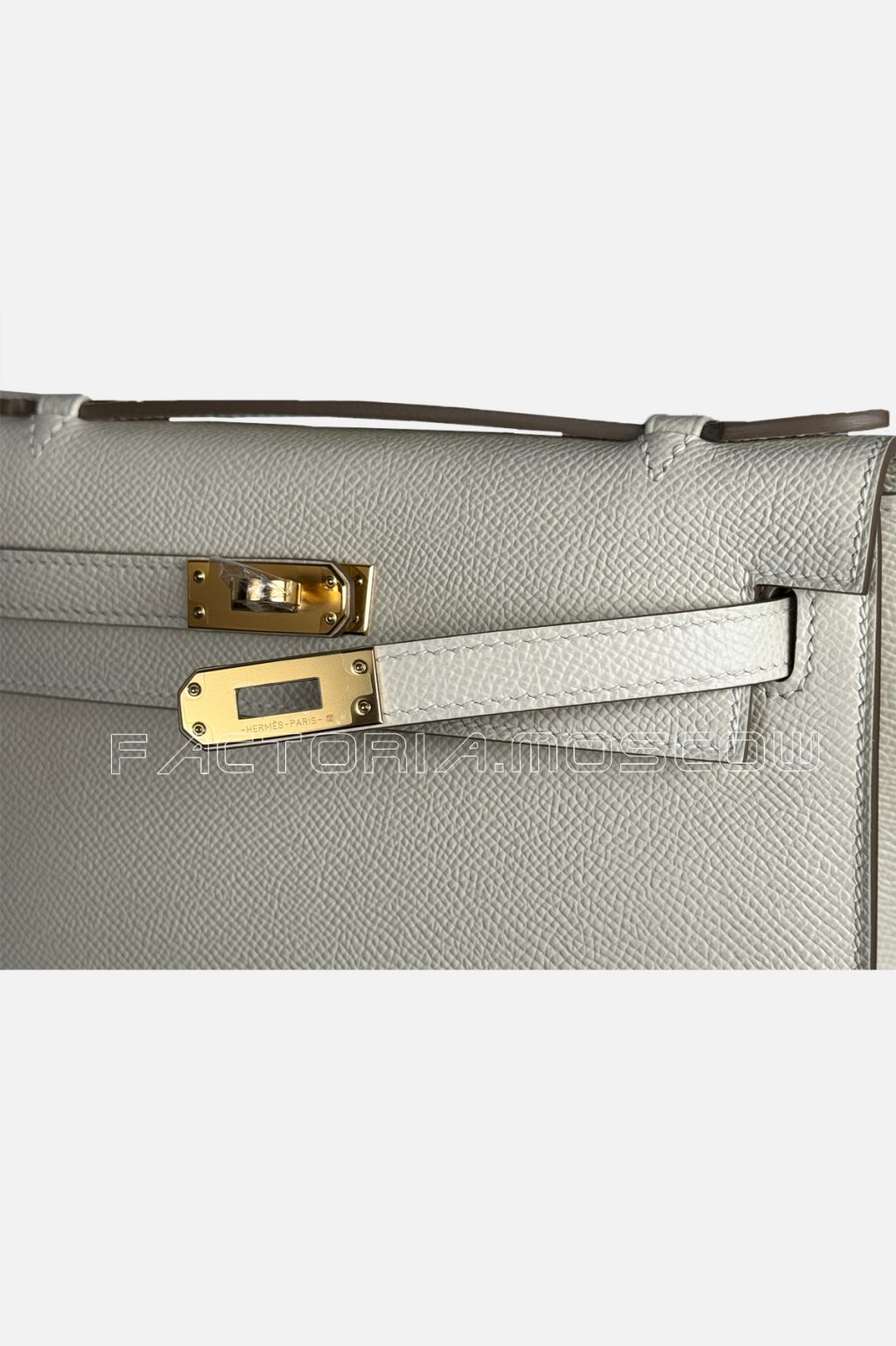 Hermes Kelly Pochette Epsom Colour Craie GHW