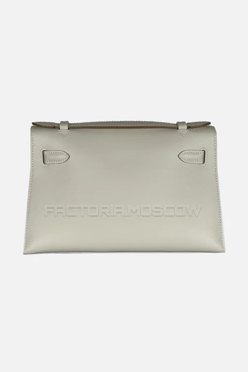 Hermes Kelly Pochette Swift Colour Craie GHW