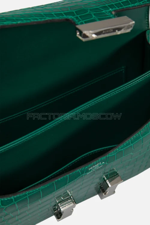 Hermes Constance Elan Vert Émeraude Porosus Lisse PHW