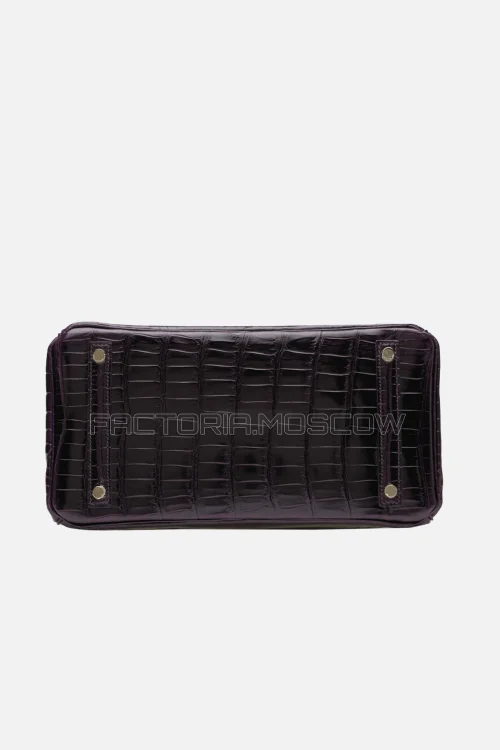 Hermes Birkin 30 Shiny Prune Porosus Crocodile GHW