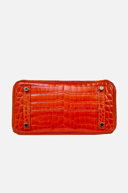Hermès Birkin 25 Orange Shiny Niloticus Crocodile PHW
