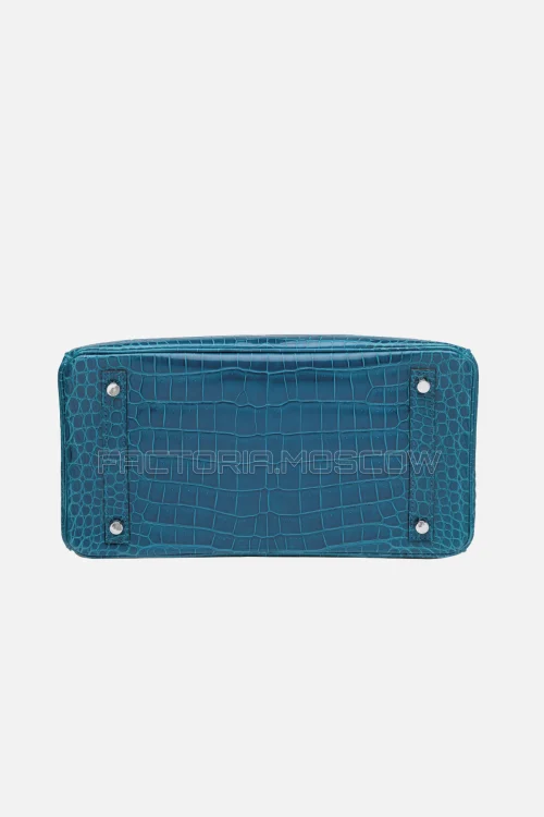 Hermes Birkin 30 Shiny Bleu Izmir Porosus Crocodile PHW