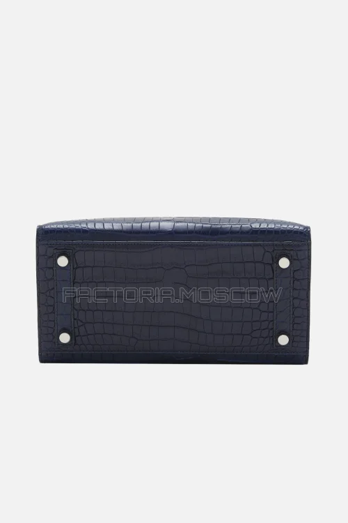 Hermes Birkin Sellier 25 Porosus Crocodile Blue Marine PHW